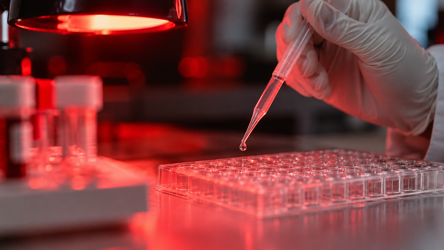 Pipette transferring a drop to a sample tray