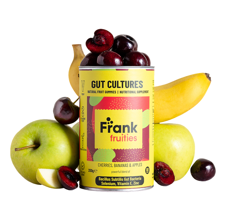 Gut Cultures skardinė su vyšniomis, bananais ir obuoliais